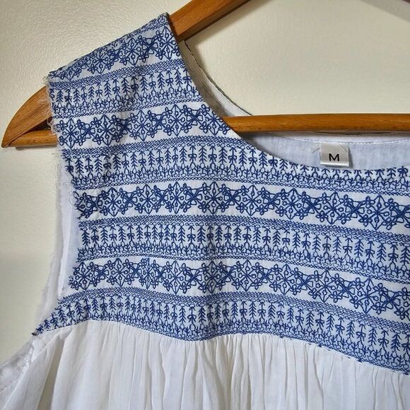 EUC NEVER WORN BOHO EMBROIDERED TASSEL HEM COTTON DRESS SIZE M - Picture 5 of 16